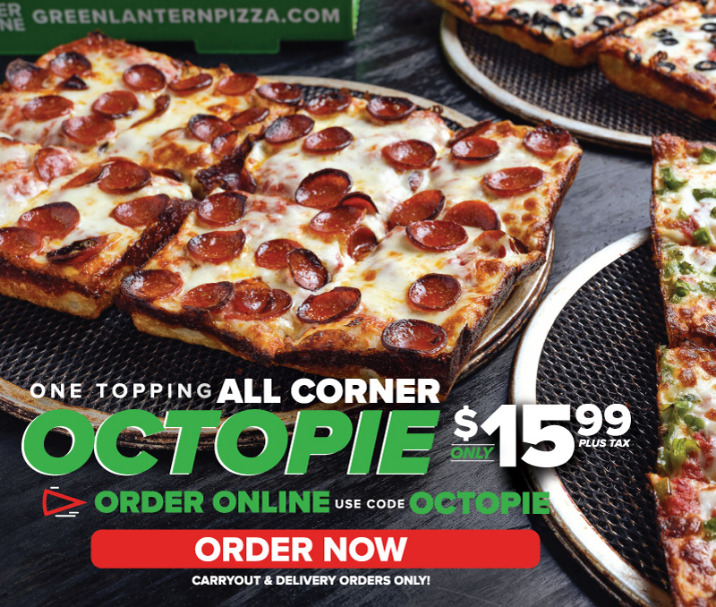 🐙 Get our ALLCORNER OCTOPIE for ONLY 15.99!🍕 Green Lantern Pizza